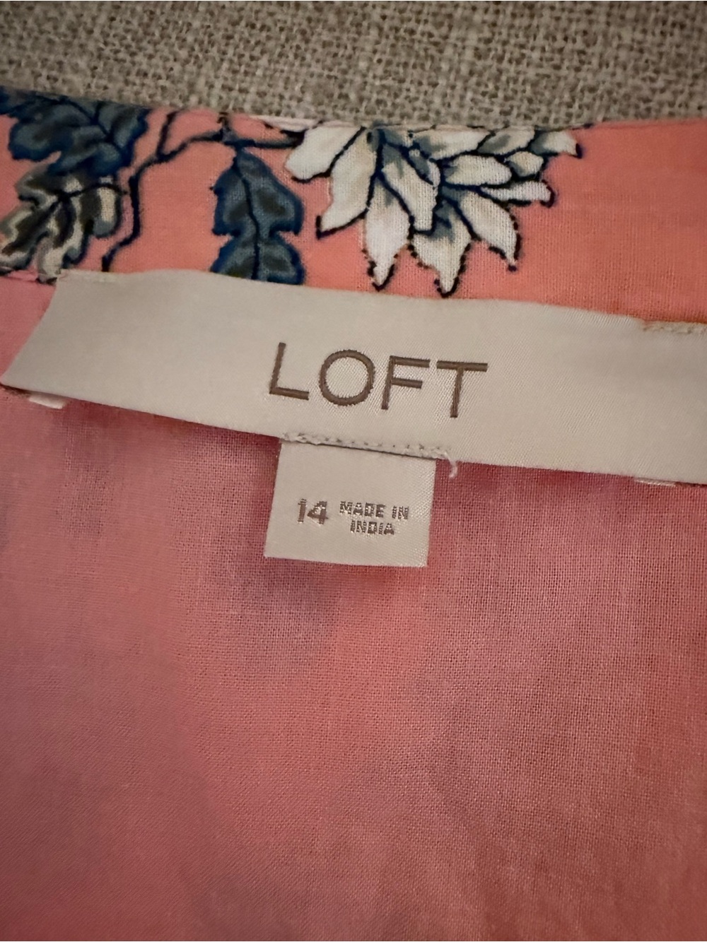 LOFT Pink Floral Tiered Cotton Dress with Blue Blooms - Picture 2 of 7
